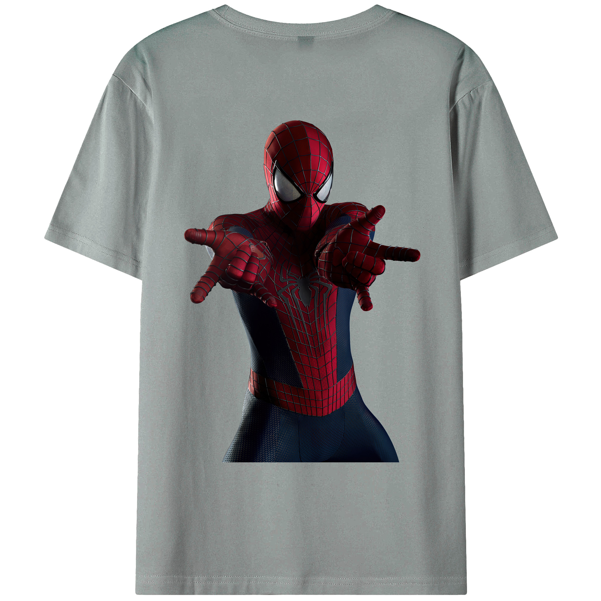 （画像用） Spider Man スパイダーマン 綿100％ メンズ半袖Tシャツ（バックプリント） 通気性